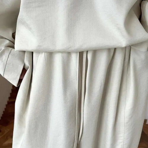 Load image into Gallery viewer, High Elastic Waist Beige Brief Casual Long Wide Leg Pants New Trousers Women Fashion Tide Spring Autumn 2025 1DJ0163
