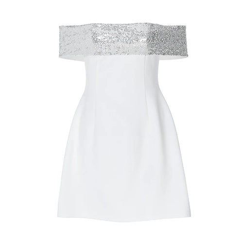 Load image into Gallery viewer, Off-shoulder Sequins Strapless Sexy Mini Dress Women Fashion Sleeveless Backless Sparkle High Waist Club Sexy Dress
