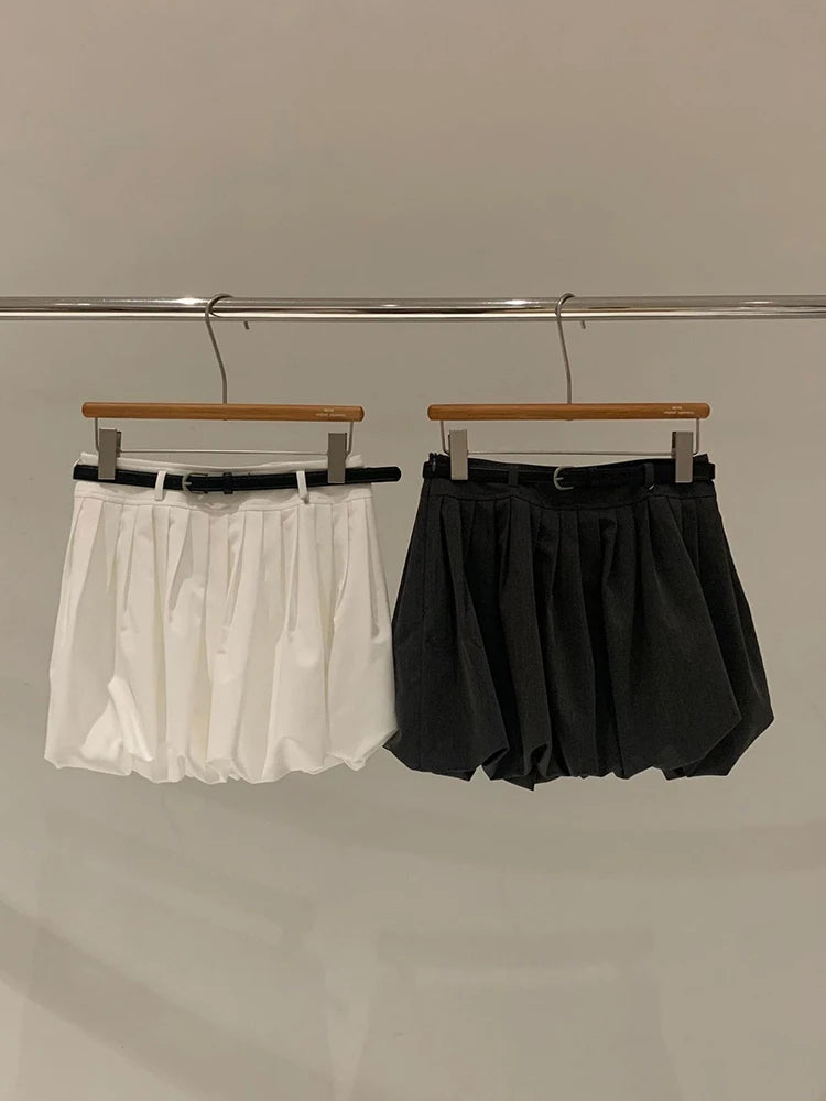 High Elastic Waist White Pleated Elegant Mini Bud Half-body Skirt Women Fashion Tide New Spring Summer 2025 1DJ1491