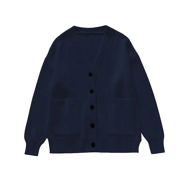 Autumn Sweet Y2k Aesthetic Casual Knitted Cardigans 2025 Grunge Gentle Solid All Match Tops Harajuku Loose V Neck Sweater Women