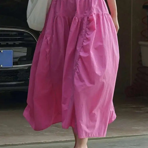 Load image into Gallery viewer, High Elastic Waist pink Color Irregular Pleated A-line Half-body Skirt Women Fashion Tide New Spring Autumn 2025 1DH5187
