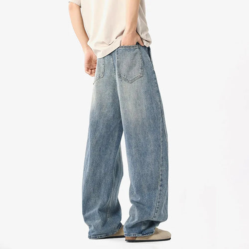 Load image into Gallery viewer, Men's Jeans New American Stylish Solid Color Straight Leg Handsome Trousers Loose Male Light Flared Pants Spring 9W1525
