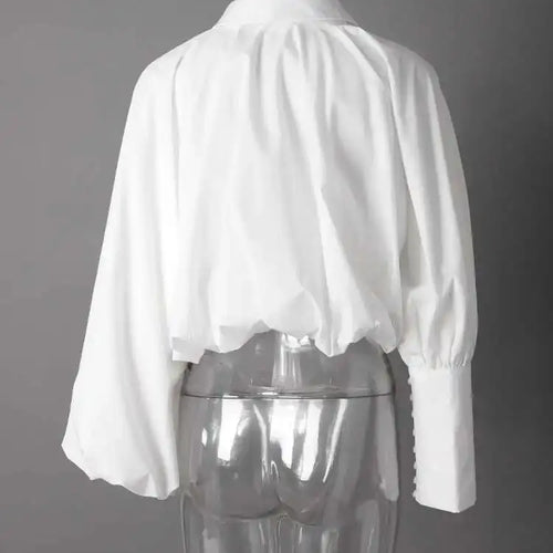 Load image into Gallery viewer, Women Black Pleated Big Size Short Elegant Blouse New V-neck  Long Sleeve Shirt Fashion Tide Spring Autumn 2025 CPG2610
