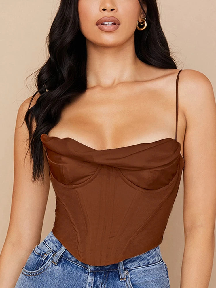 Summer Corset Top Y2k Women 2021 Lined Sexy Bodycon Top Draped Black White Female Padded Top for Party Club