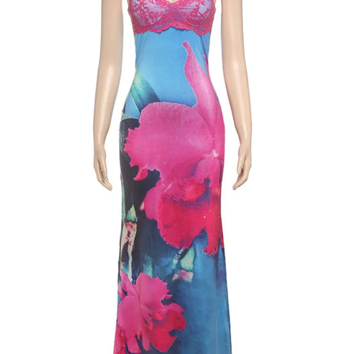 Load image into Gallery viewer, Spaghetti Strap Print Sexy Maxi Dress For Women Fashion Sleeveless Backless Bodycon Club Printed Long Dress Elegant
