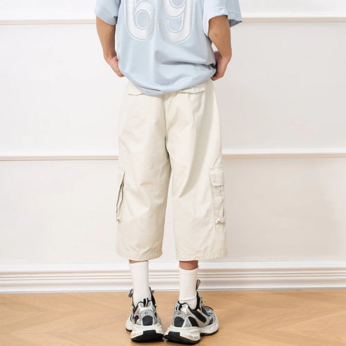 Load image into Gallery viewer, Men's Cargo Shorts American Style High Street Multi Pockets Design Niche Solid Color Straight Leg Male Bottoms 9W2033
