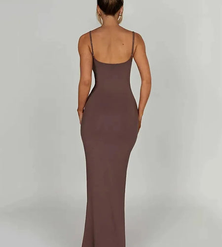 Spaghetti Strap Backless Bodycon Maxi Dress Women Autumn New Thickened Fabric Sleeveless Club Party Sexy Long Dress