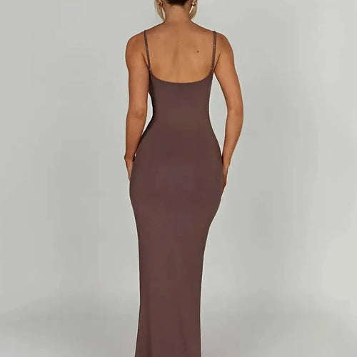 Load image into Gallery viewer, Spaghetti Strap Backless Bodycon Maxi Dress Women Autumn New Thickened Fabric Sleeveless Club Party Sexy Long Dress
