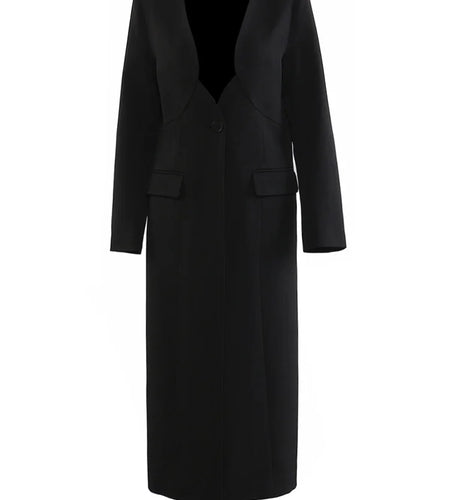 Women Black Brief Elegant Long Slim Shaped Blazer New V-neck Long Sleeve Jacket Fashion Tide Spring Autumn 2025 1DH9527