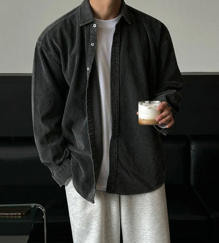 Men's Jacket New Spring Loose Long Sleeved Design Single Breasted Clothing Korean Solid Color Turn-down Collar Chic 9W1438