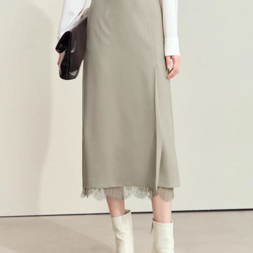 Load image into Gallery viewer, Minimalism Skirts for Woman 2025 Autumn New Elegant Patchwork Lace Women's Clothing Retro Lady A-Line Pleated Skirt12443013
