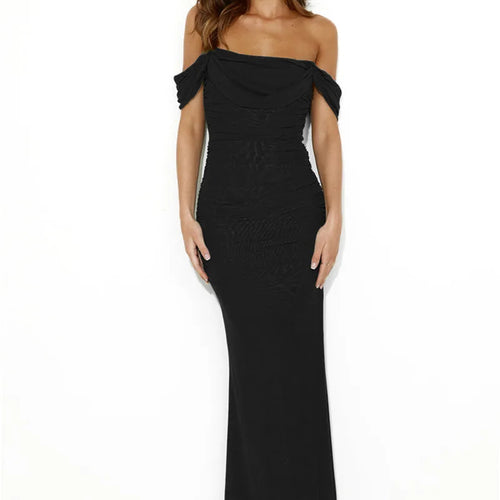 Load image into Gallery viewer, Elegant Off-shoulder Bodycon Maxi Dress Women Two Layer Mesh Fashion Strapless Backless Night Club Party Sexy Dress
