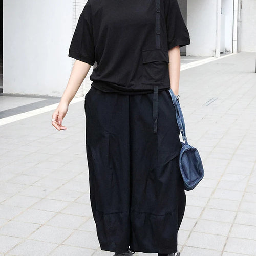 Load image into Gallery viewer, High Elastic Waist Black Pleated Brief Calf-Length Pants New Trousers Women Fashion Tide Spring Autumn 2025 1DJ0226
