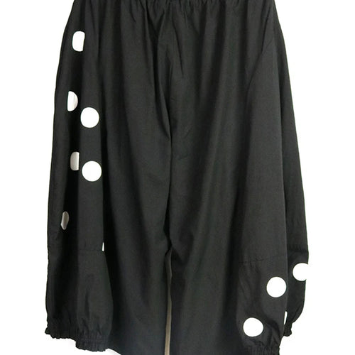 Load image into Gallery viewer, High Elastic Waist Black Dot Printed Calf-Length Wide Leg Pants New Trousers Women Fashion Tide Spring Autumn 2025 1DJ0943
