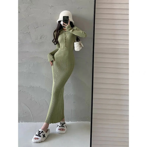 Load image into Gallery viewer, Elegant Party Dresses For Women 2023 Dress Autumn Winter Stretchy Long Sleeved Slim Vintage Basic Knit Dress Y2k
