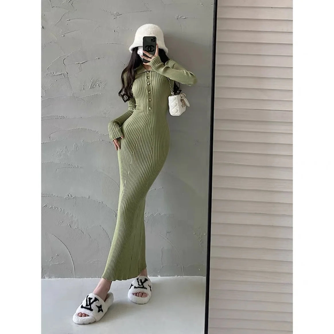 Elegant Party Dresses For Women 2023 Dress Autumn Winter Stretchy Long Sleeved Slim Vintage Basic Knit Dress Y2k