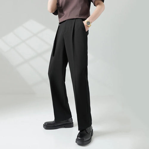 Load image into Gallery viewer, Autumn Winter New Men&#39;s Solid Color Straight Pants Simple Korean Chic Male Lace-up Loose Pocket Suit Pants 24A1142
