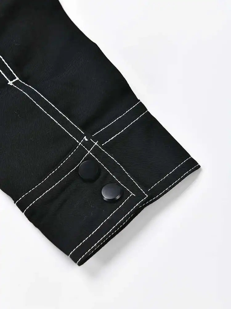 Black Jacket Big Size Wide Leg Pants Two Piece Suit New Lapel Long Sleeve Women Fashion Tide Spring Autumn 2025  CPG0425