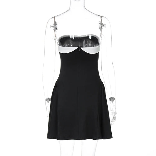 Load image into Gallery viewer, Sexy Sleeveless Patchwork Off-shoulder Backless Strapless Mini Dress For Women Solid Zipper Slim Sexy Club Party Dress
