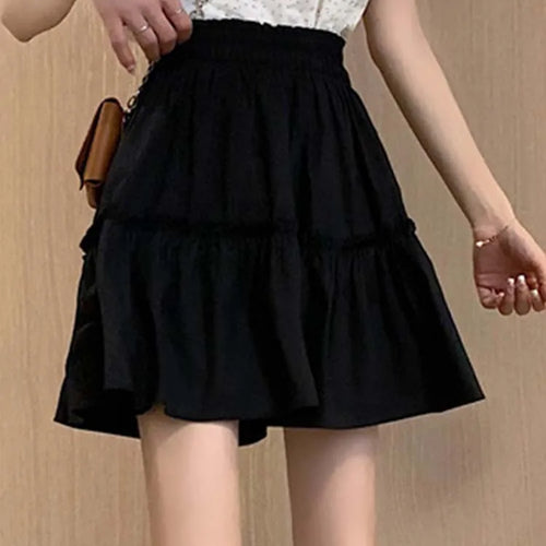 Load image into Gallery viewer, Kawaii Mini Skirts Women Cute Fungus Patchwork Fairycore High Waist Pleated Short Skirt Korean Fashion Preppy Style
