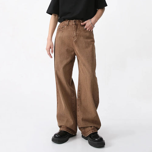 Load image into Gallery viewer, Men&#39;s Wear Coffee Casual Denim Trousers Spring Loose Simple Vintage Wide Leg Male Jeans Korean Fashion 9A6953
