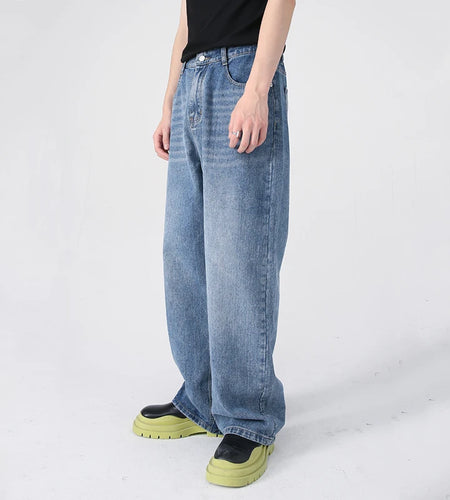 Men's Wear New Fashion Denim Pants Solid Color Elastic Waist Straight Leg Male Jeans Summer Simple Men Clothing 9C4738