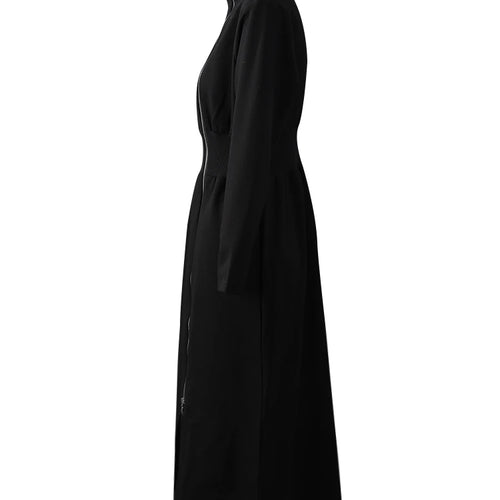 Load image into Gallery viewer, Women Black Zipper Irregular Hem Slit Midi Dress New Turtleneck Long Sleeve Fashion Tide Spring Autumn 2025 1DH9354
