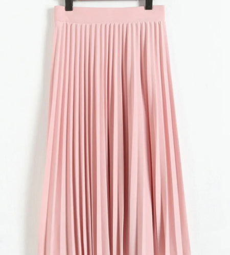 Fashion High Waist Pleated Skirt for Women Solid Color Half-Length Elastic Design Spring Autumn Lady Black Pink Promotions