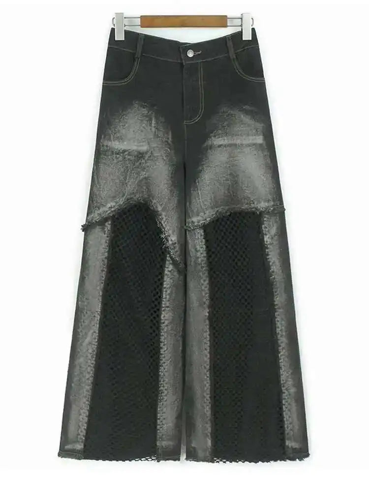 Big Size Denim Vest Wide Leg Pants Two Piece Suit New V-Neck Sleeveless Women Fashion Tide Spring Autumn 20251DH9963