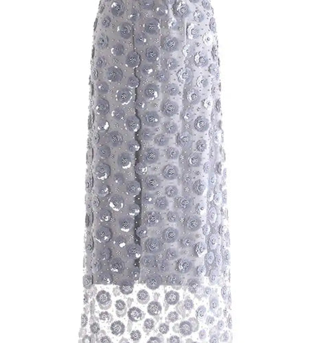 High Elastic Waist Black Nailed Sequins Mesh Elegant  Half-body Skirt Women Fashion Tide New Spring Autumn 2025 1DH9911