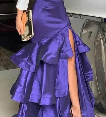Fashion Evening Maxi Skirt for Women Layered Purple Party Birthday Wedding Guest Vacation Elegant Skirt