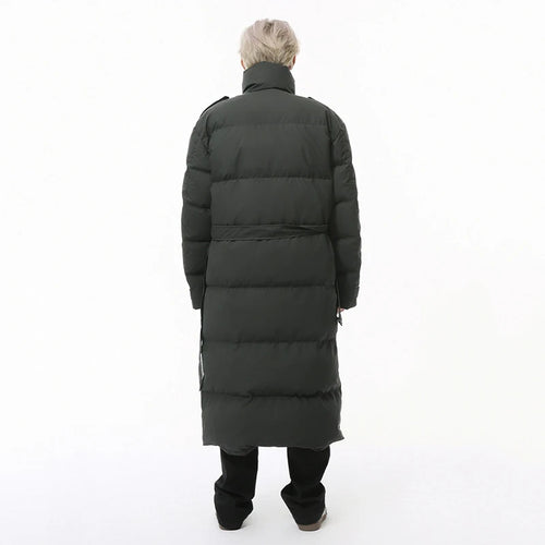 Load image into Gallery viewer, Korean Style Men&#39;s Padded Jackets Stand Collar Belt Design Solid Color Overknee Casual Male Cotton Coats New Winter 9C9220
