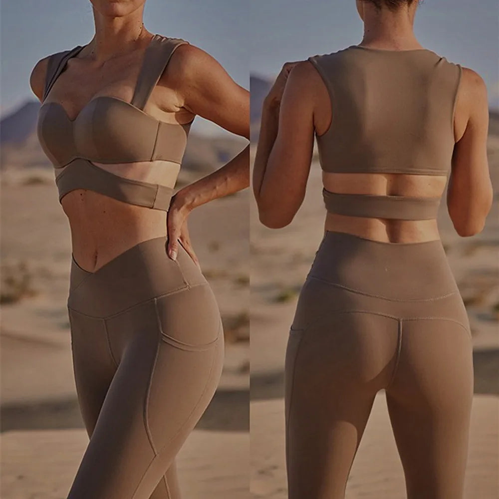 Pocket Women Underwear Sports Bras Fitness Yoga Running Jogging Gym Wear Stretch Padded Sling Sport Top Athletic Vest Yoga Bra