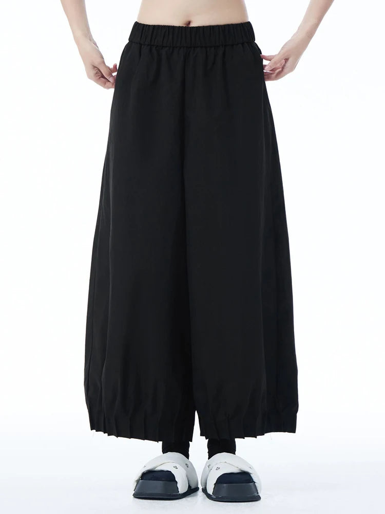 High Elastic Waist Gray Pleated Hem Casual Wide Leg Pants New Trousers Women Fashion Tide Spring Autumn 2025 1DJ1247