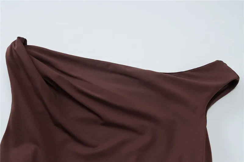 Oblique Shoulder Backless Sexy Maxi Dress For Women Fashion Off-shoulder Sleeveless High Waist Bodycon Club Long Dress