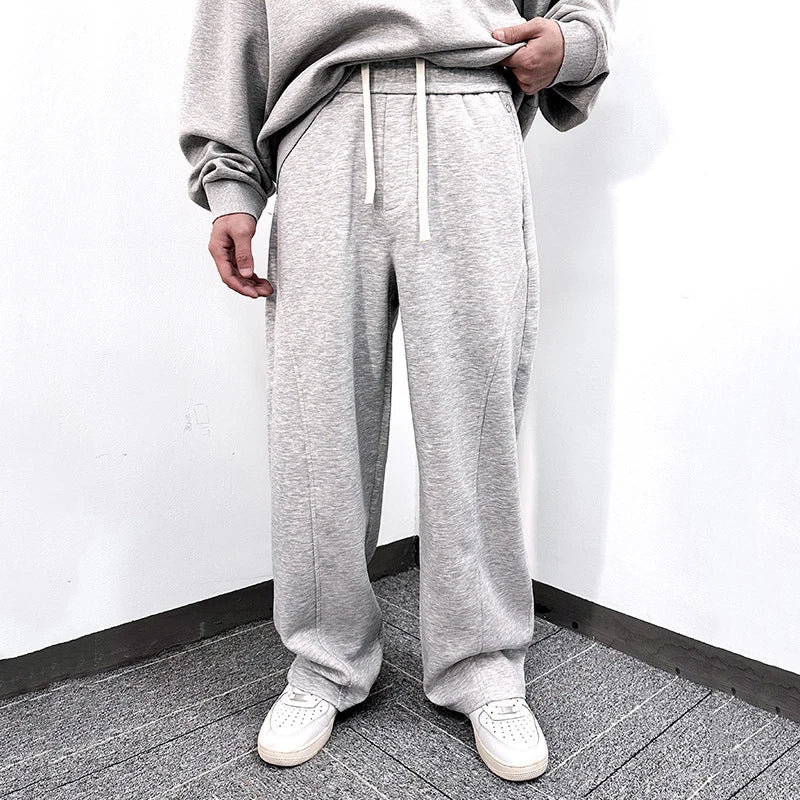 Men's Sweatpants New American Style Summer Solid Color Trendy Elastic Waist Male Casual Handsome Bottoms 2025 9W1743