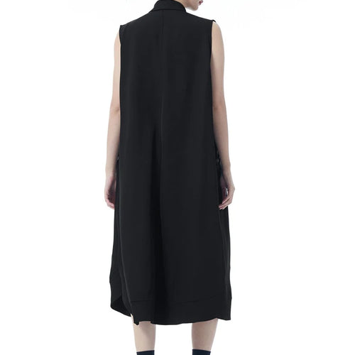 Load image into Gallery viewer, Women Dark Gray Zipper Pocket Big Size Midi Shirt Dress New Lapel Sleeveless Fashion Tide Spring Summer 2025 1DJ0950
