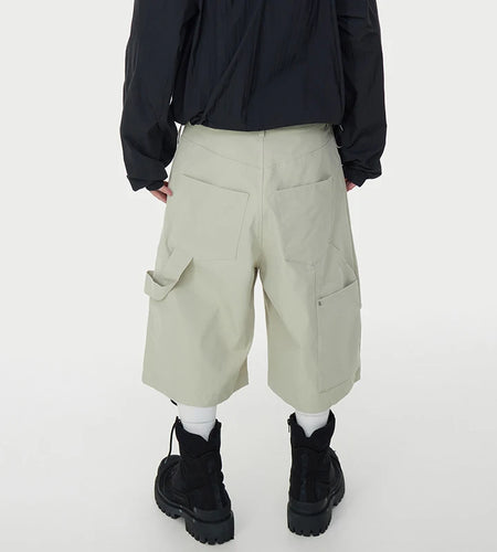 Pleated American Cargo Shorts Summer Knee Length Casual Pants Men Fashion Tide Summer  Vintage Solid Color 9C6627