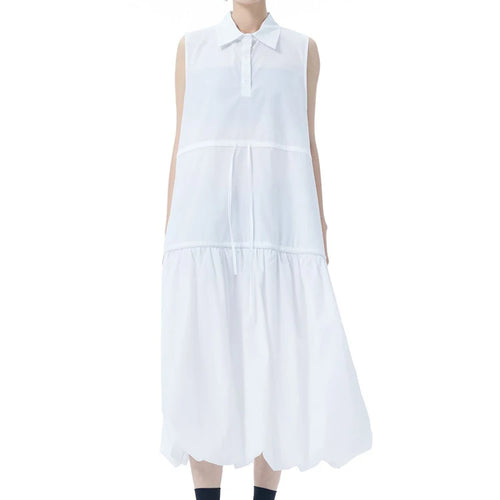 Load image into Gallery viewer, Women Black Brief Pleated Big Size Midi Bud Shirt Dress New Lapel Sleeveless Fashion Tide Spring Autumn 2025 1DJ0955
