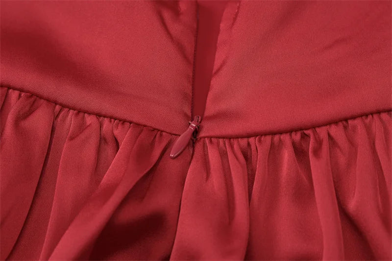 Red Backless Sexy Mini Dress Women Summer New Sleeveless Backless High Waist A-line Club Party Elegant Dress 2025