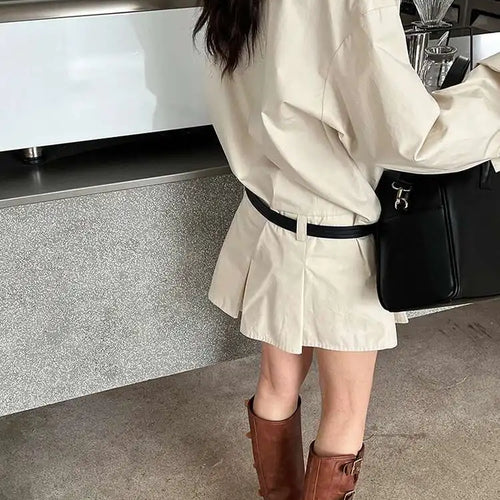 Load image into Gallery viewer, Women White Hem Pleated Elegant Big Size Mini Shirt Dress New Lapel Long Sleeve Fashion Tide Spring Autumn 2025 1DH9552
