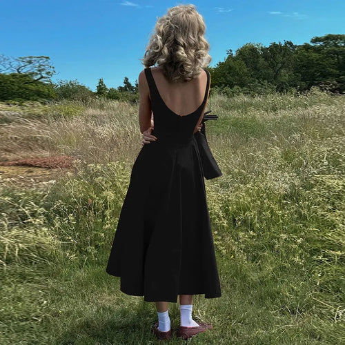 Load image into Gallery viewer, Backless A-line Maxi Dress For Women Fashion Solid O Neck Sleeveless Long Dress Ladies Gown High Waist Tank Dresses
