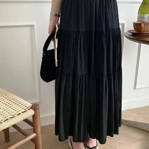 Load image into Gallery viewer, Spring Summer New Solid Elegant Slim Vacation Party Pleated Skirt Women's French Fashion Office Long Skirt Trend Ladies Clothing
