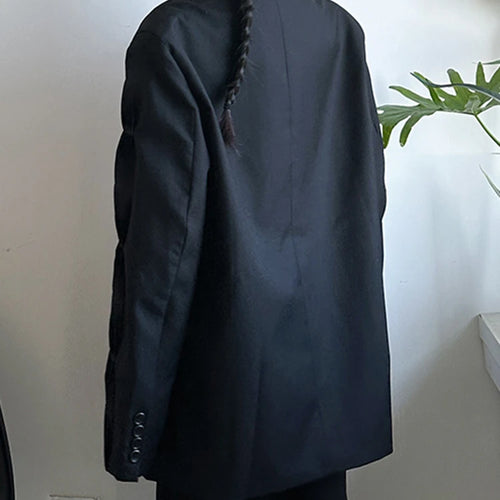 Load image into Gallery viewer, Women Black Pleated Shaped Big Size Elegant Blazer New Lapel Long Sleeve Jacket Fashion Tide Spring Autumn 2025 1DH9563
