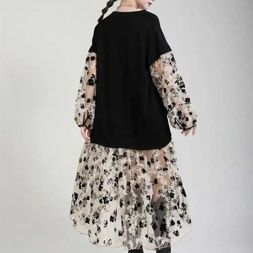 Load image into Gallery viewer, Women Pattern Printed Perspective Big Size Dress New V-Neck Long Sleeve Loose Fit Fashion Tide Spring Autumn 2025 1DE3176
