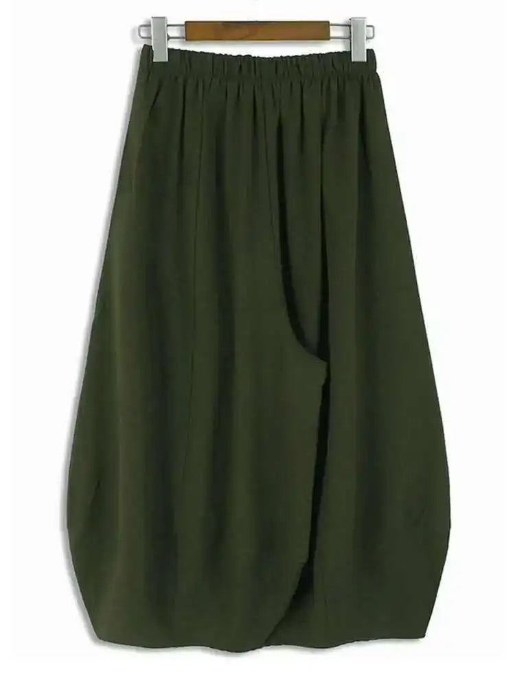 High Elastic Waist Green Buckle Casual Pocket Long Wide Leg Pants New Trousers Women Fashion Spring Autumn 2025 1DH5454