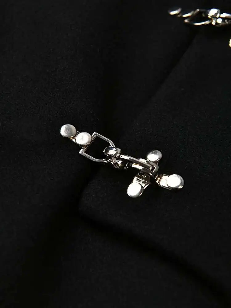 Black Irregular Big Size Long Woolen Coat New Lapel Long Sleeve Women Jacket Fashion Tide Autumn Winter 2025 1DH1464