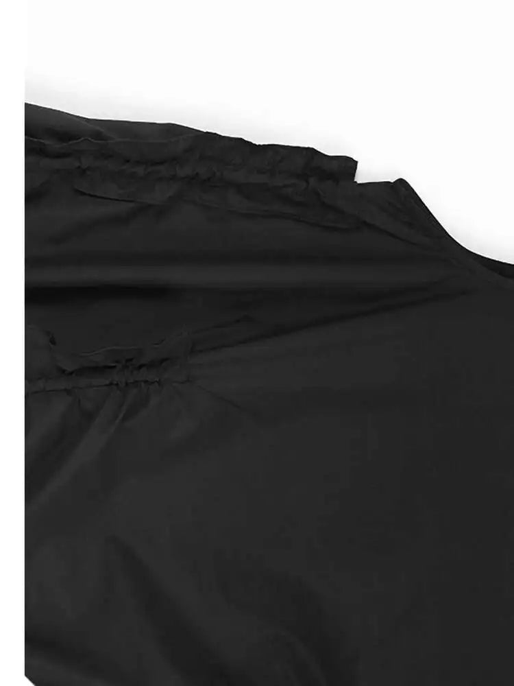 Women Black Irregular Drawstring Big Size Long Dress New Round Neck Sleeveless Fashion Tide Spring Summer 2025 1DH6574