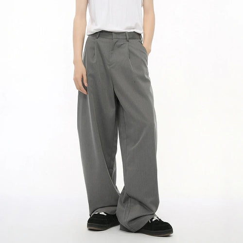 Load image into Gallery viewer, Simple Men&#39;s Suit Pants Pleated Silhouette Drooping Casual Wide Leg Trousers 2024 Male Solid Color Bottom American 9C7298
