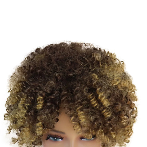 Load image into Gallery viewer, Synthetic Hair Afro Wigs for Black Women Curly Wig Brown Mix Blonde Kinky Short Wigs High Quality Synthetic Wig Female
